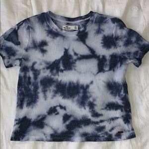 Blue and white tie dye top